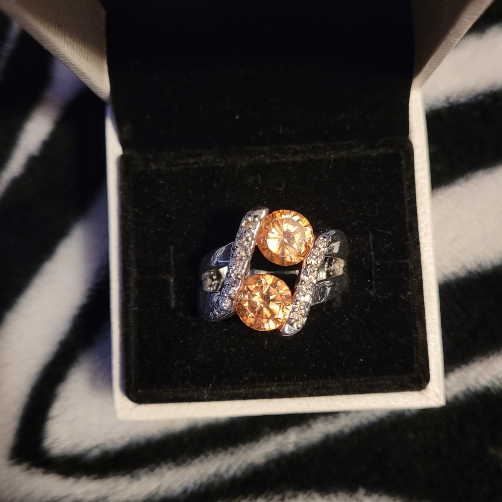 Genuine 6ct Morganite Sterling Silver Ring Size 6/7